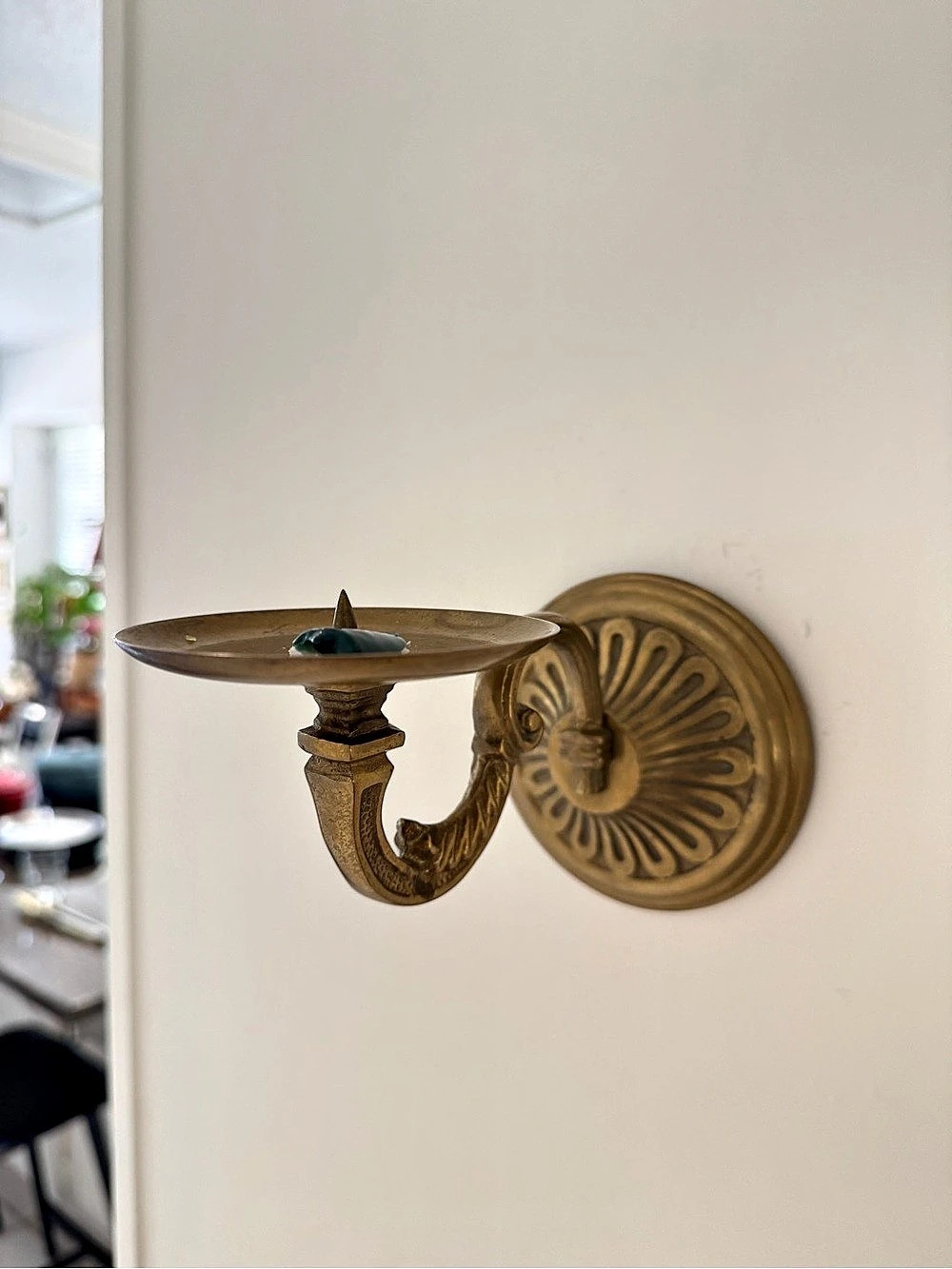 Vintage Gold Tone Wall Sconces Single Arm Candle Holders Set 2